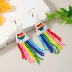 🍉5 for $25* Beaded Rainbow Heart Earrings